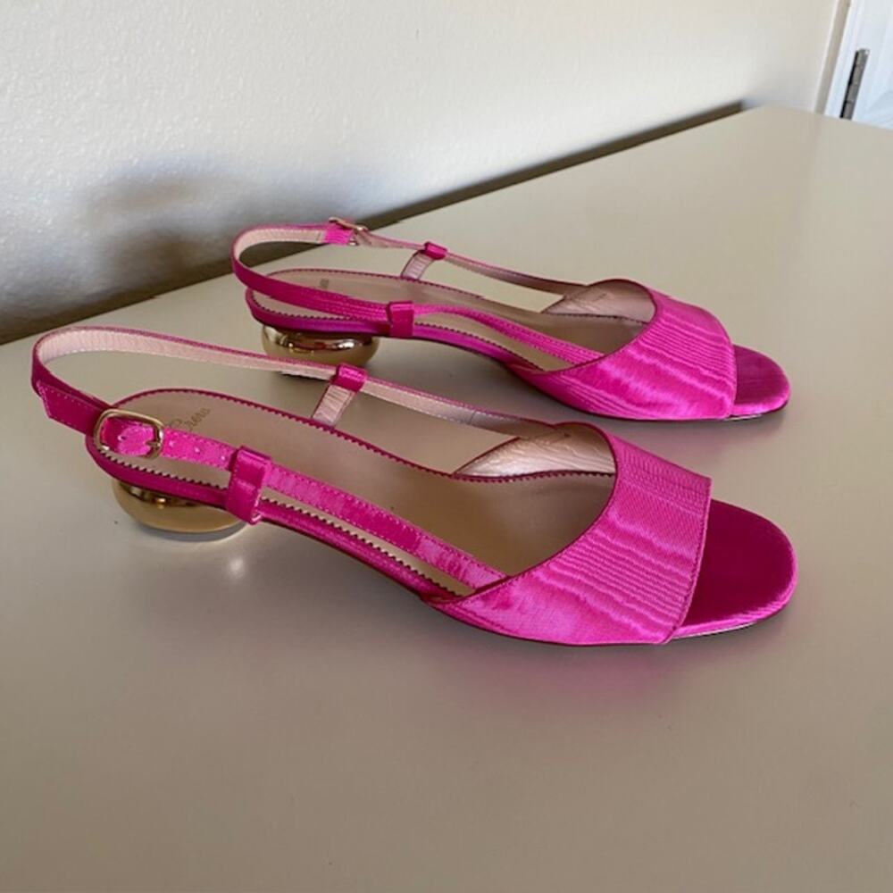 J. Crew Slingbacks Abstract Heel Silk Faille Leather Lining & Sole‎ Women 9-1/2M